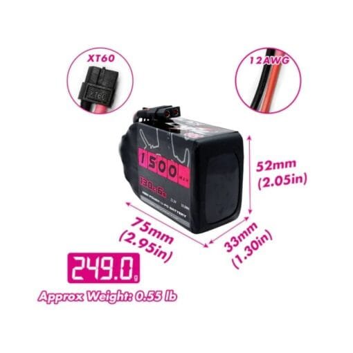 Baterija CNHL Black Series 1500mAh 22.2V 6S 130C – XT60 – vaizdas 5