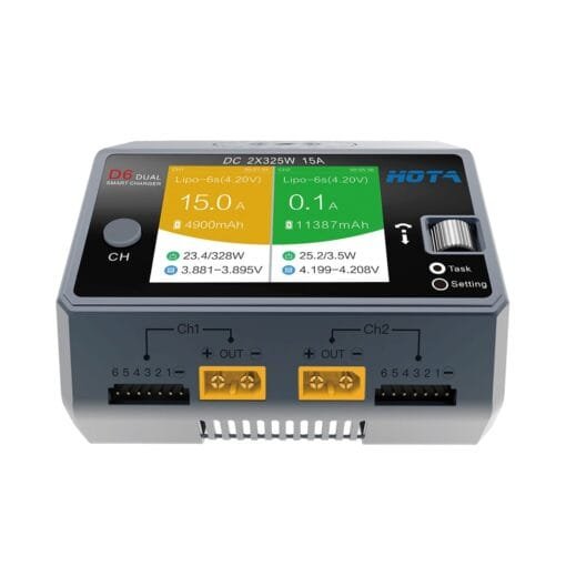 HOTA D6 2x 325W Dual Channel Lipo Charger for 1-6S Battery – vaizdas 2