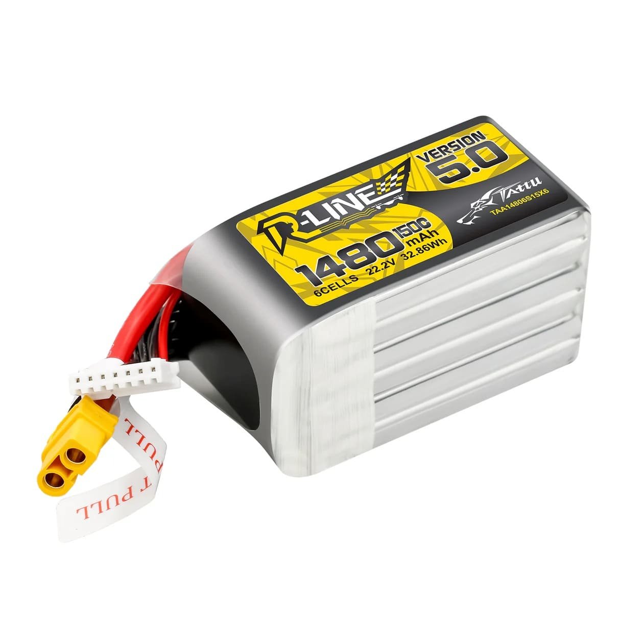 Akumuliatorius Tattu R-Line Version 5.0 1480mAh 22.2V 6S 150C LiPo– XT60 – vaizdas 4