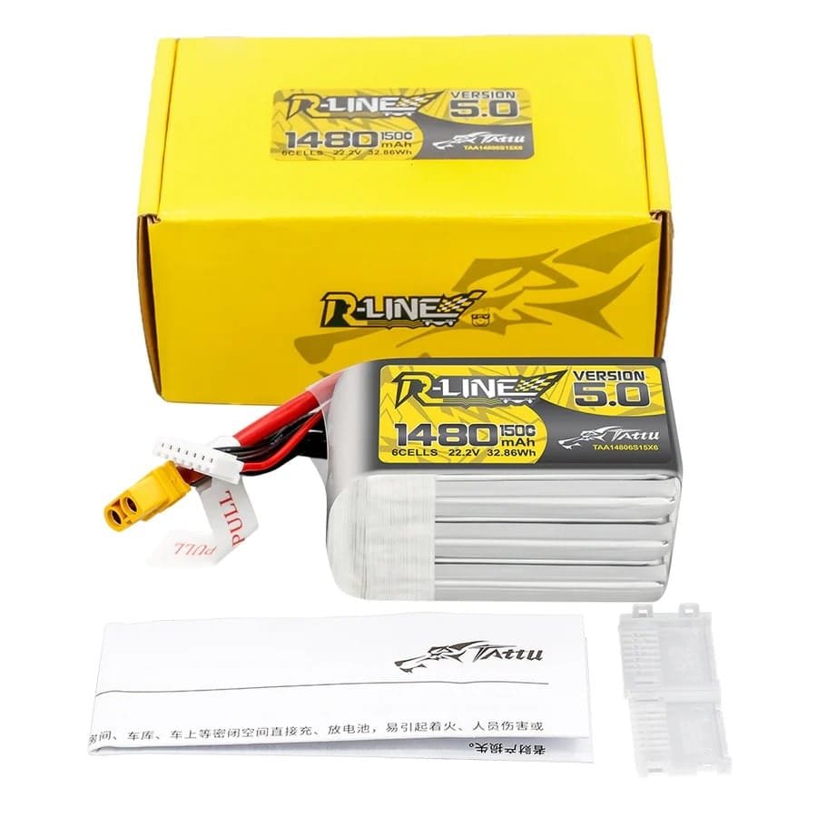 Akumuliatorius Tattu R-Line Version 5.0 1480mAh 22.2V 6S 150C LiPo– XT60 – vaizdas 5