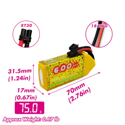 Akumuliatorius CNHL Pizza Series 600mAh 14.8V 4S 120C – XT30U – vaizdas 6