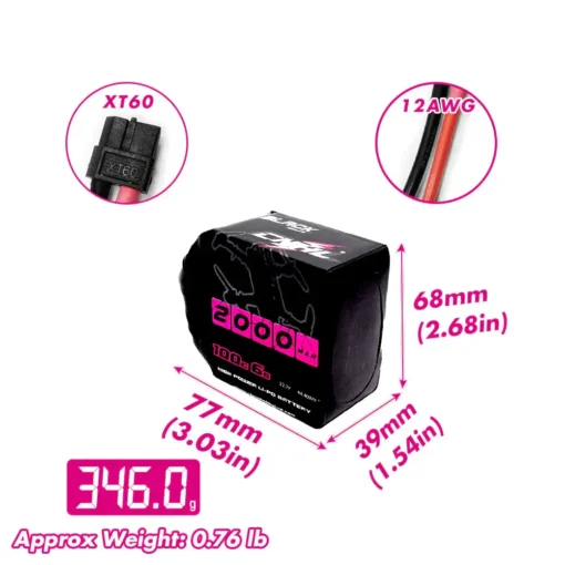Akumuliatorius CNHL Black Series 2000mAh 22.2V 6S 100C - XT60 – vaizdas 5