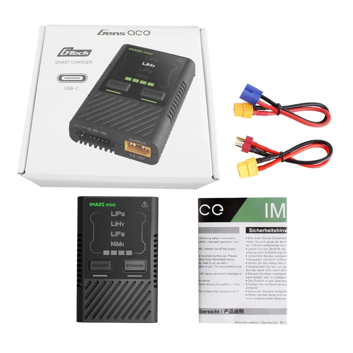 Gens Ace iMars mini G-Tech USB-C 2-4S 60W RC Battery Charger with Power Supply Adapter and Adpter Cable - Image 6