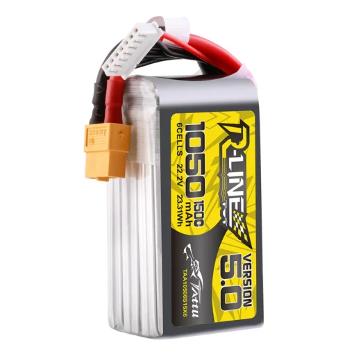 Akumuliatorius Tattu R-Line 5.0 1050mAh 22.2V 6S 150C LiPo – XT60 - Image 2