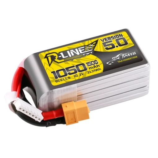 Akumuliatorius Tattu R-Line 5.0 1050mAh 22.2V 6S 150C LiPo – XT60 - Image 3