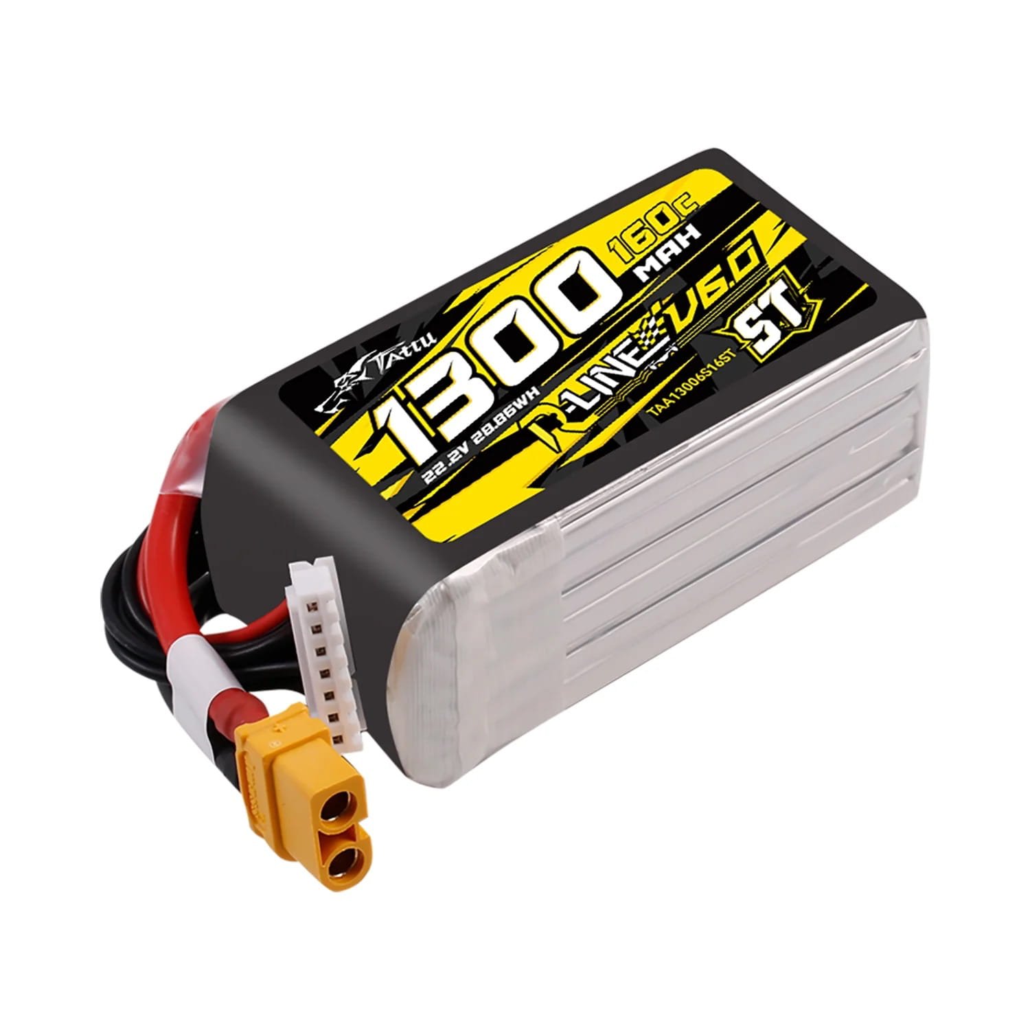 Akumuliatorius Tattu R-Line Version 6.0 1300mAh 22.2V 6S 160C LiPo – XT60 - Image 4