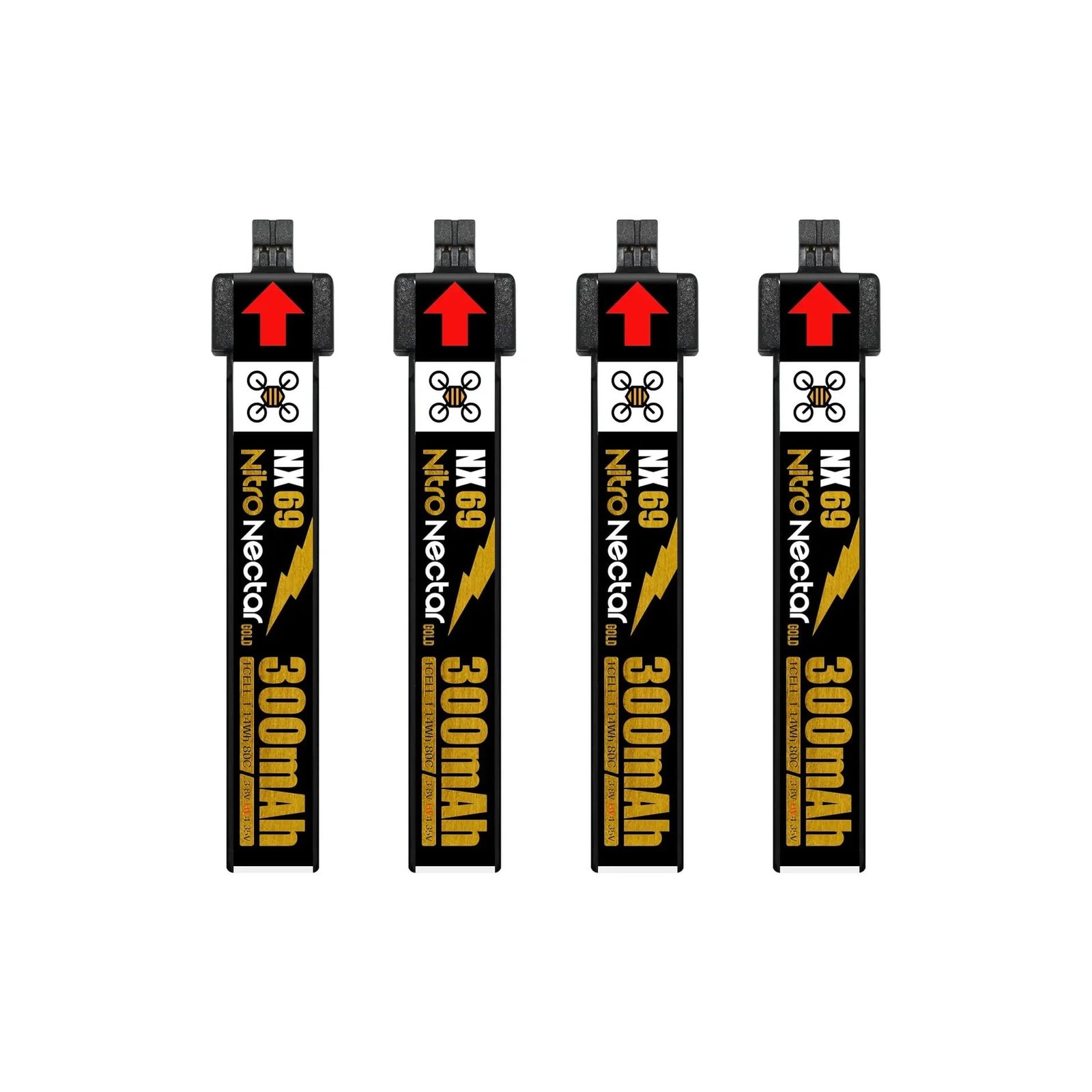 Akumuliatorius NewBeeDrone Nitro Nectar 300mAh HV 1S 80C - NX69 (4vnt)