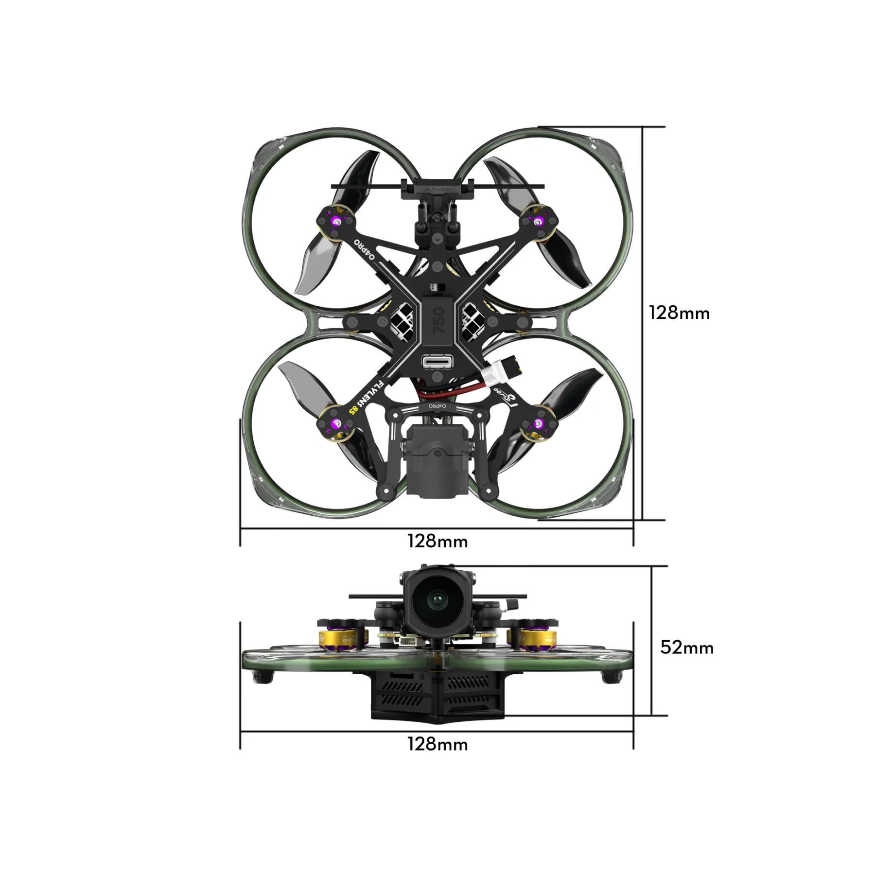 Flywoo Flylens 85 HD O4 PRO 2S LED V1.3 Whoop FPV Drone ELRS – vaizdas 6