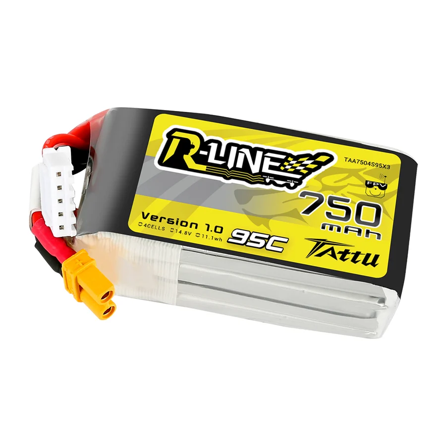 Akumuliatorius Tattu Lipo R-Line 750mAh 95C 4S1P 14.8V – XT30U – vaizdas 4